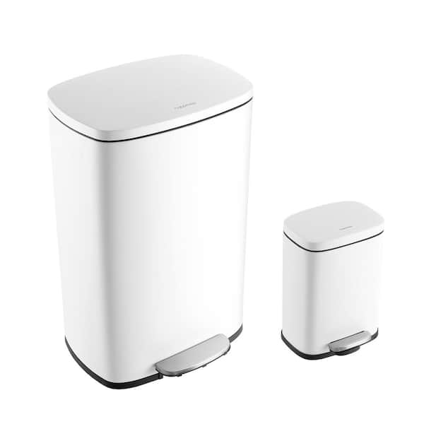 happimess Connor 13 Gal. White Rectangular Trash Can with Soft 