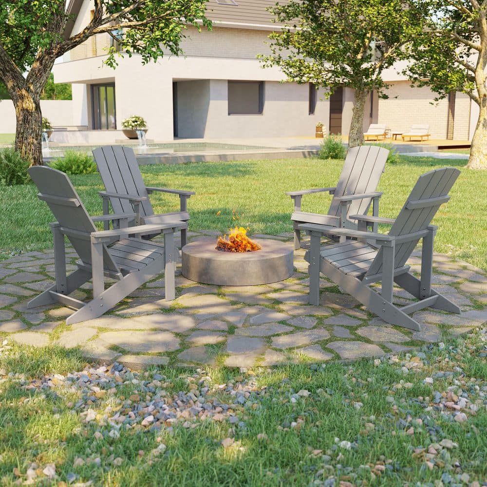 Light Gray Recyled Plastic Weather Resistant Outdoor Patio Adirondack Chair (Set of 4) price history on PriceWatchPro