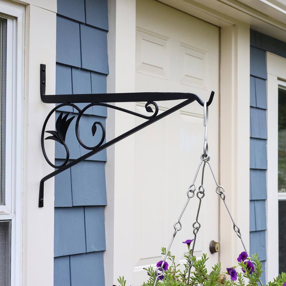 Black Iron Floral Design Morris Bracket, 24"