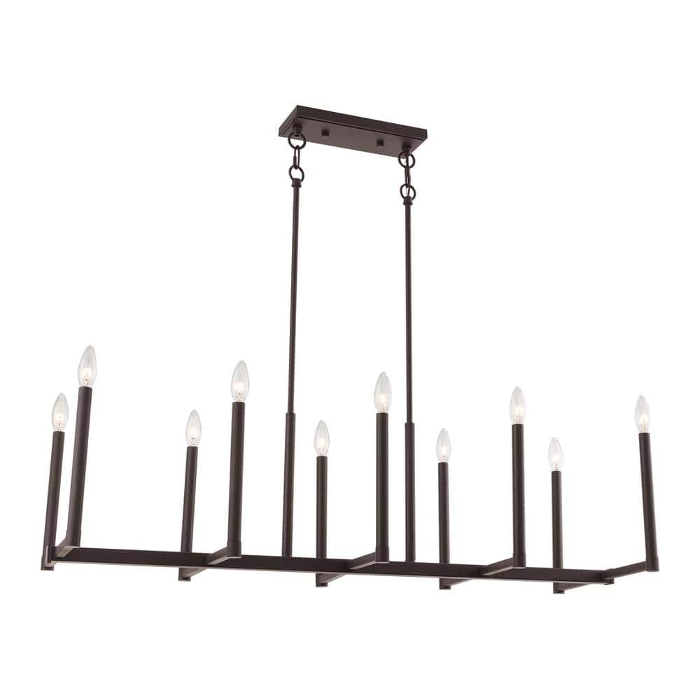 Alpine Bronze 10-Light Linear Steel Chandelier