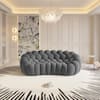 J&E Home Full Assembled 98.43 in. Armless Curved 3D Textured Dot-Knit Polyester 3-Seater Modular Sectional Sofa in. Dark Gray JE-LS132GY-3