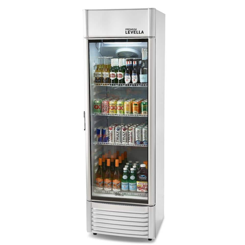 Premium Levella 12.5 Cu Ft Glass Door Beverage Refrigerator in Silver