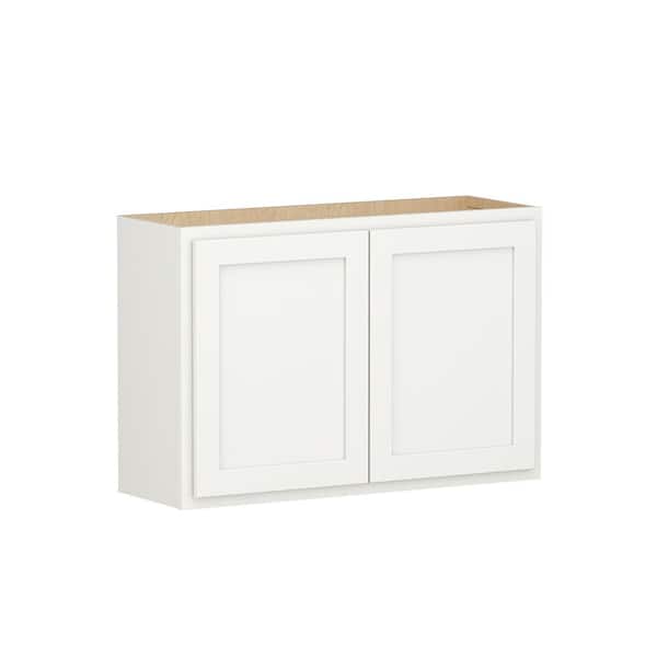 Shaker Partial Overlay 36 in. W x 12 in. D x 24 in. H Plywood Assembled Wall Kitchen Cabinet in Linen White
