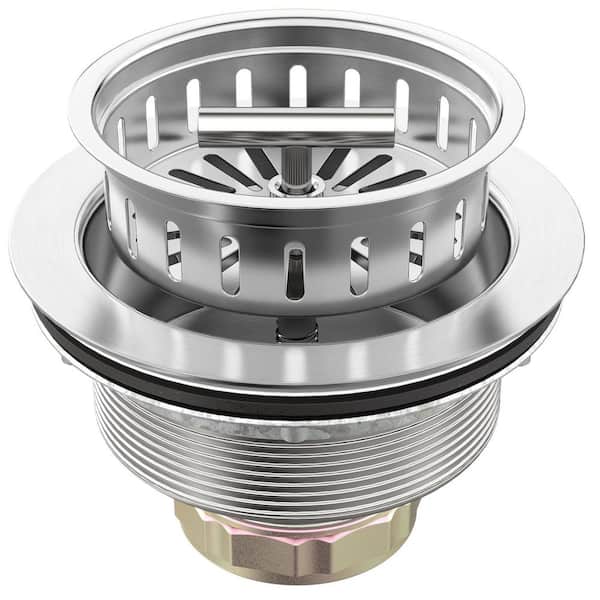 2.67 in. H x 4.5 in. W x 4.5 in. D Brushed Stainless Steel Kitchen Sink Drain Kit, Sink Strainer for 3.5 in. Drain Hole