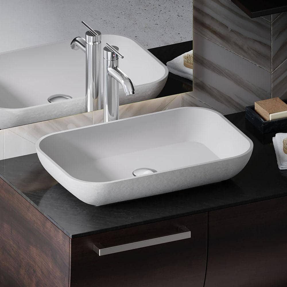 Rene Vessel Bathroom Sink in Ivory with 7001 Faucet and Pop-Up Drain in Chrome R11-5002-IVR-R9 ...
