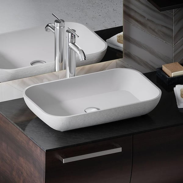 Rene Vessel Bathroom Sink in Ivory with 7001 Faucet and Pop-Up Drain in ...