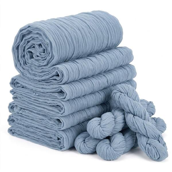 17 in. W x 108 in. L Blue Solid Color Polyester Cheesecloth Table Runner for Table Decor 10 Pack
