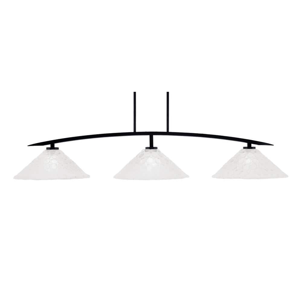 Siena 3-Light Matte Black Billiard Light with 16 in. Italian Bubble Glass S