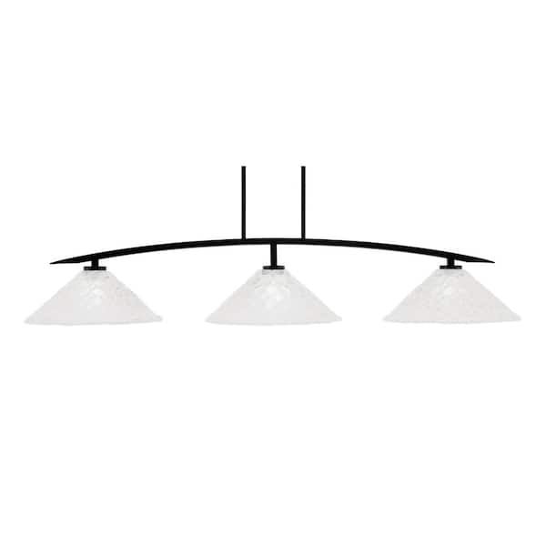 Unbranded Siena 3-Light Matte Black Billiard Light with 16 in. Italian Bubble Glass Shades No Bulbs Included