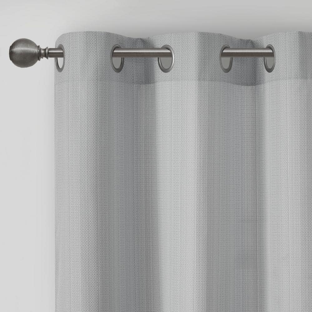 Gray Basketweave Room Darkening Outdoor Curtain Panel Pair