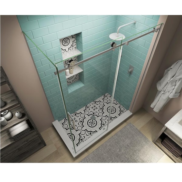 Aston 56 in. - 60 in. x 30 in. x 80 in. Frameless Corner Sliding Shower  Enclosure Clear Glass in Stainless Steel Right SEN984EZ.UC-SS-603080-R -  The Home Depot