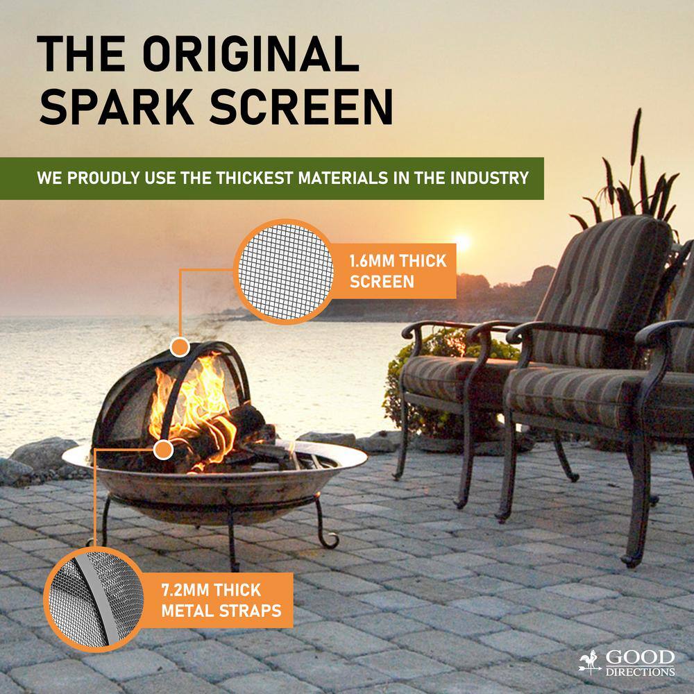 Medium Black Powder-Coated Steel Mesh Fire Pit Spark Screen