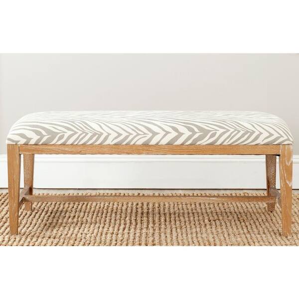 SAFAVIEH Zambia Gray/Off-White Upholstered Entryway Bench