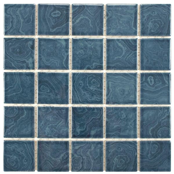 Merola Tile Resort Beach Blue 12 in. x 12 in. Porcelain Mosaic Tile (1.02 sq. ft./Each)