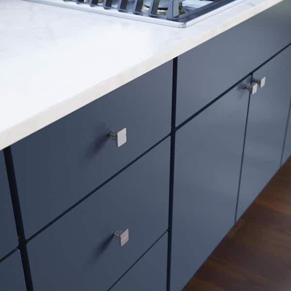 10-Pack Art Deco Streamline 1-3/16 in. (30 mm) Modern Satin Nickel Square Cabinet Knobs