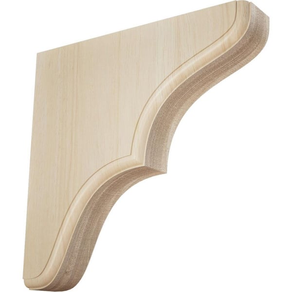 Ekena Millwork 1-3/4 in. x 7-1/2 in. x 7-1/2 in. Unfinished Rubberwood Stratford Wood Bracket