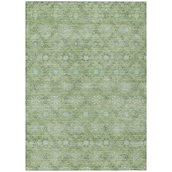 Chantille Machine Washable Indoor/Outdoor Abstract ACN1858 Green 9 ft. x 12 ft. Accent Rug
