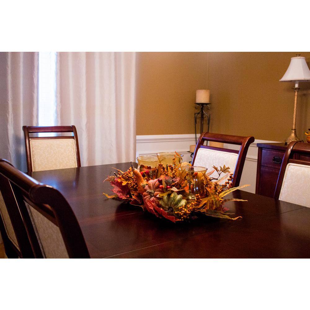 Harvest Triple Glass Candelabrum with Autumn Fruits and Foliage