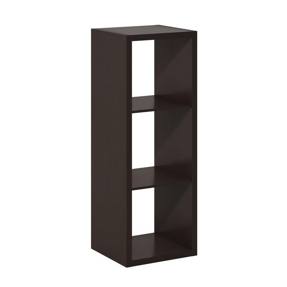 Furinno Cubicle 43.98 in. Tall Dark Oak Wood 3-Shelf Cube Bookcase
