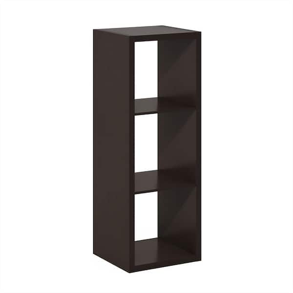 Furinno Cubicle 43.98 in. Tall Dark Oak Wood 3-Shelf Cube Bookcase