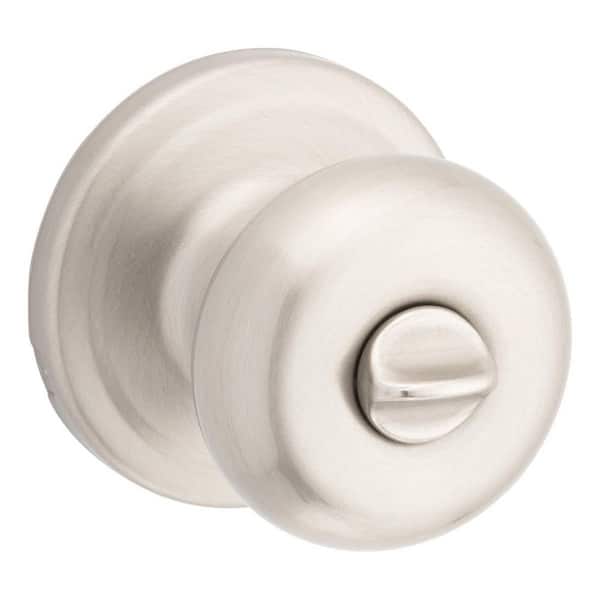 Kwikset Juno Satin Nickel Privacy Bed/Bath Door Knob with Microban Antimicrobial Technology and Lock