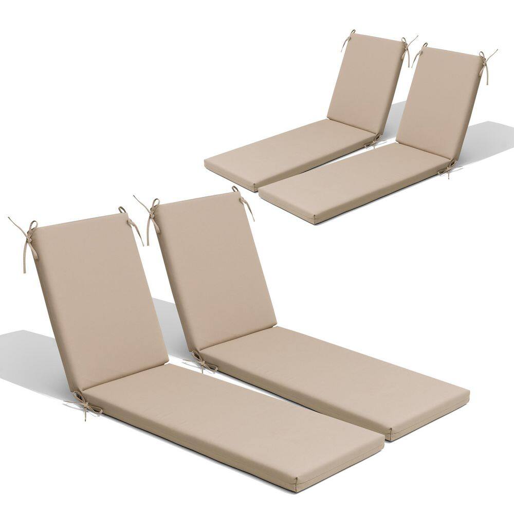 72 in. x 21 in. 4-Piece Outdoor Chaise Lounge Cushions Patio Pool Lounge Chair Cushion in Beige price history on PriceWatchPro