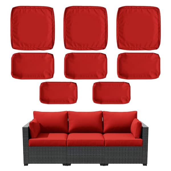 8-Piece 25.6 in. Outdoor Replacement Lounge Cushion Covers Red