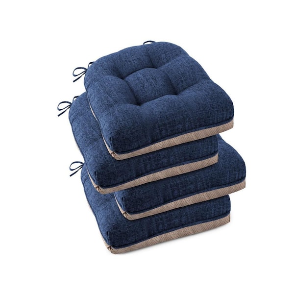 Blue Rectangular Outdoor Seat Chair Cushions for Dining Chairs Set of 4