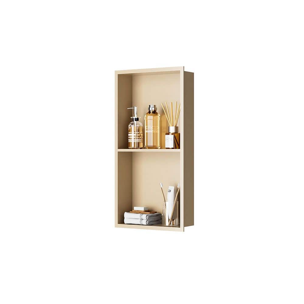 12 in. W x 24 in. H x 4 in. D Stainless Steel Double Shelf Shower Niche in Matte Gold Stainless Steel price history on PriceWatchPro