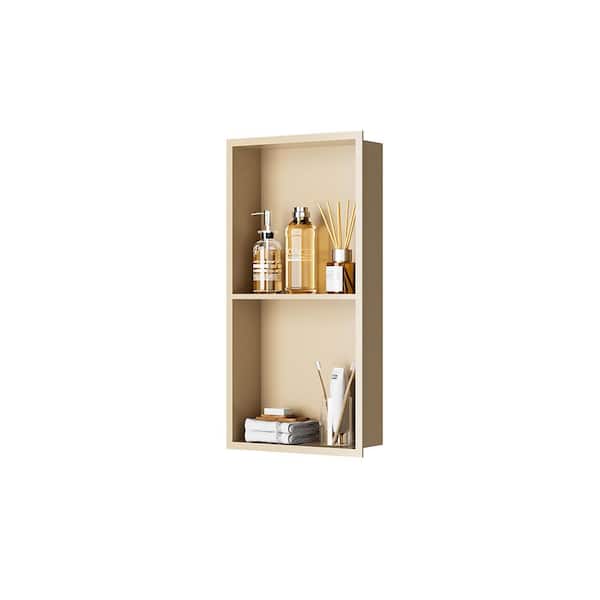 12 in. W x 24 in. H x 4 in. D Stainless Steel Double Shelf Shower Niche in Matte Gold Stainless Steel