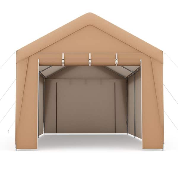 ANGELES HOME 10 ft. W x 20 ft. D x 9.4 ft. H Yellow Heavy Duty All-Weather Tent Carport with Galvanized Steel Frame