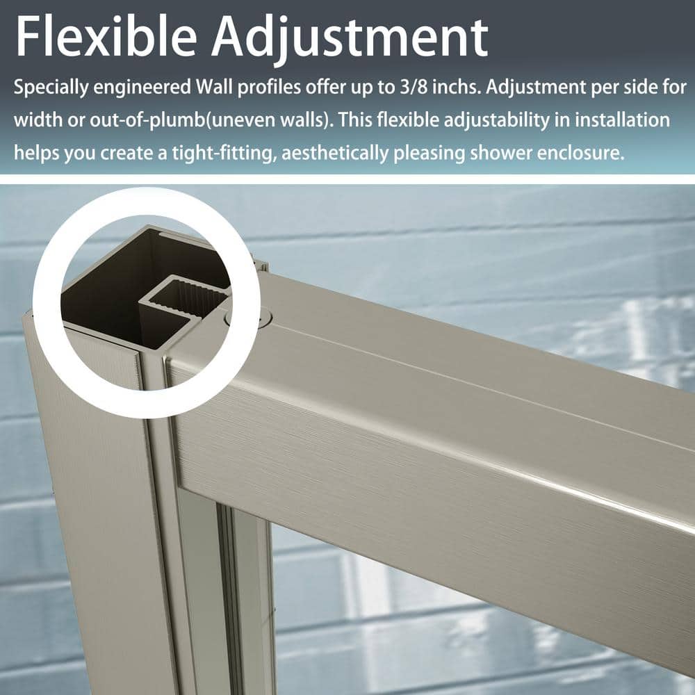 42 in. Brushed Nickel Semi-Frameless Pivot Shower Door