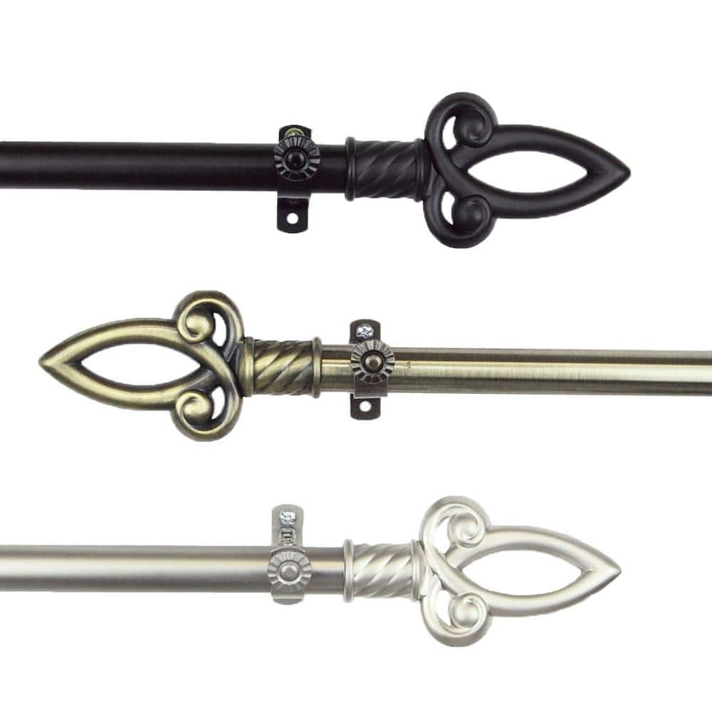 "3/4"" Dia Adjustable 28"" to 48"" Singel Curtain Rod in Satin Nickel with Crest Finials" price history on PriceWatchPro
