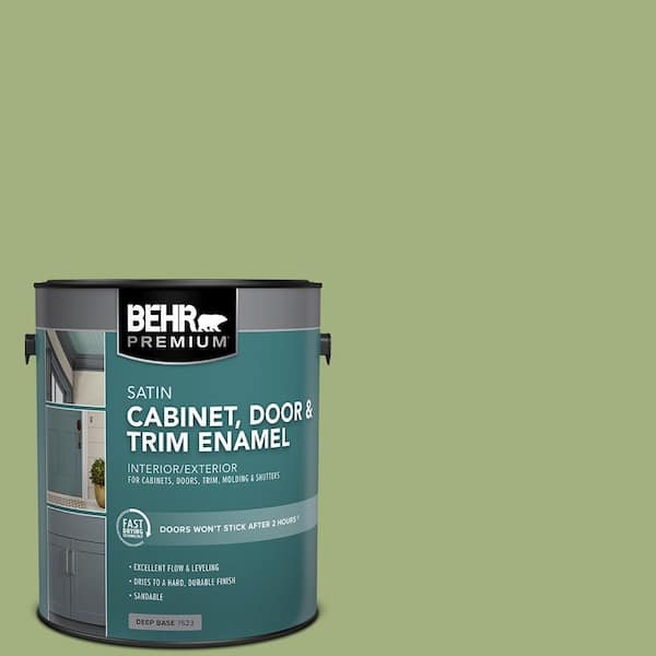 BEHR PREMIUM 1 gal. #AE-34 Meadow Green Satin Enamel Interior/Exterior Cabinet, Door & Trim Paint