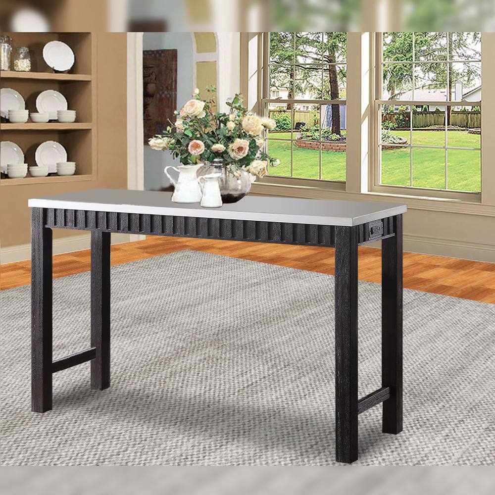 60" Weathered Espresso Marble Top Counter Height Dining Set