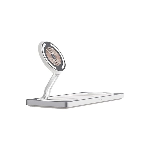 EKIEUDL Elegant 3 in 1-Silver Wireless Charging Station Wireless Charger for iPhone Smart Watch and Airpods