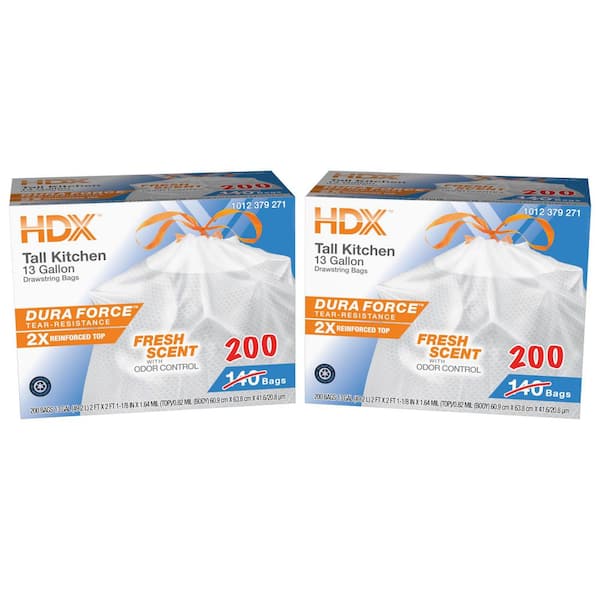 Dura Force 13 Gallon Reinforced Top Fresh Scent Tall Kitchen Trash Bag (400-Count)