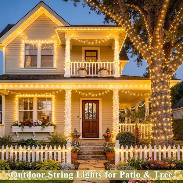 168 ft. Warm White Solar Garden Torch String Lights with 600 LED