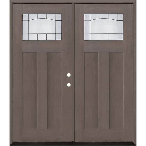 Regency 72 in. x 80 in. 1/4 TopL Empire Deco Glass LHIS Ashwood Fiberglass Double Prehung Front Door with 4-9/16 Jamb