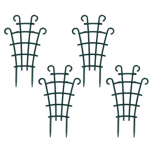.N/A 10.2 in. Dark Green PP Plastic Stackable Plant Trellis for Climbing Plants, 4-Pack