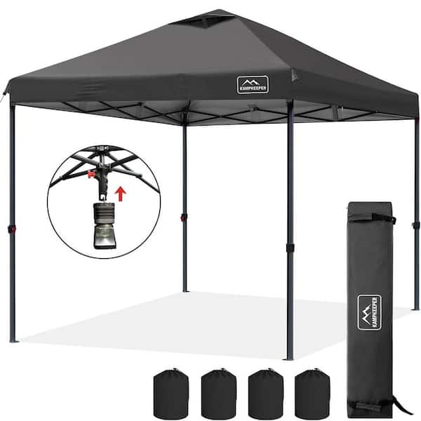 Unbranded 10 ft. x 10 ft. Black Pop Up Canopy Tent with Central Push Handle, Adjustable Legs, Air Vent, Weight Bags, Stakes