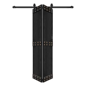 Mid-Bar Style 48in. x 84in .(24''x84''x2panels) Ebony Solid Core Wood Bi-fold Door With Hardware Kit -Assembly Needed