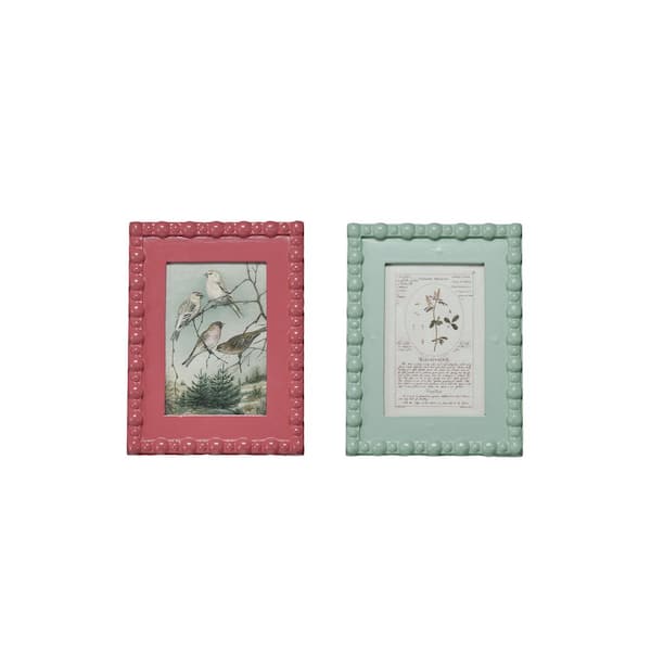 Storied Home Multicolor Charming Hobnail Vintage Picture Frame (Set of 2)
