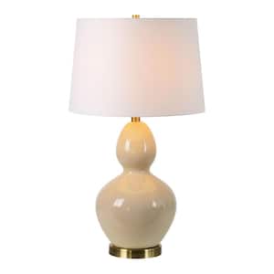 Sandi 26.8 in. Table Lamps with Off White Cotton Shade (Set of 2)
