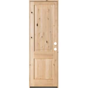 30 in. x 96 in. Rustic Knotty Alder Square Top Left-Hand Inswing Unfinished Wood Prehung Front Door