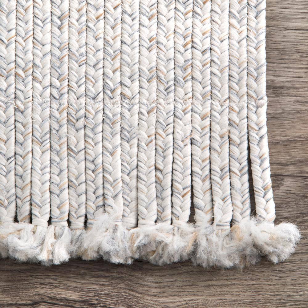 Ivory Braided Square Synthetic Indoor/Outdoor Rug