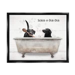 Scrub a Dub Dub Quote Family Pet Dog Bath by Lori Deiter Floater Frame Typography Wall Art Print 31 in. x 25 in.