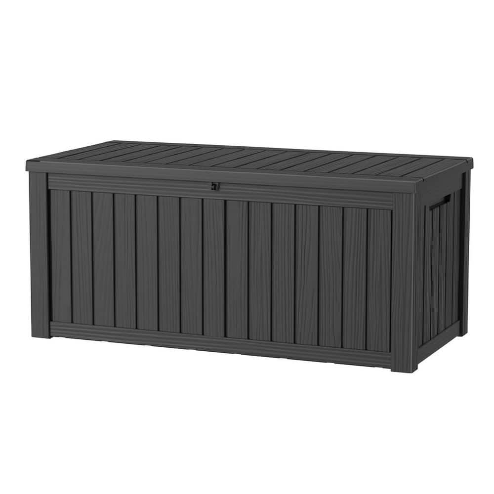 Black 120 Gal. Waterproof Resin Deck Box with Hydraulic Lid UV Resistant Storage Box for Patio Cushions, Pool Toys price history on PriceWatchPro
