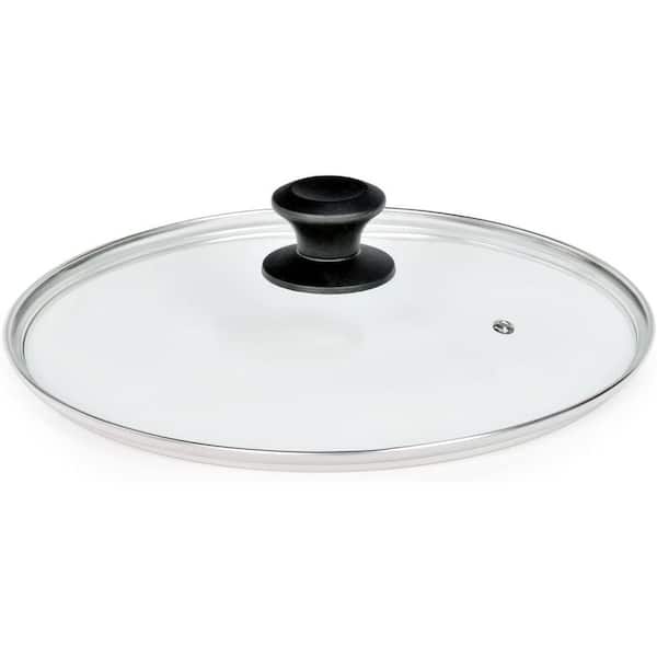 13-Inch Tempered Glass Lid Black Finish Replacement Cover Compatible with Frying Pan Skillet Cast Iron Pots