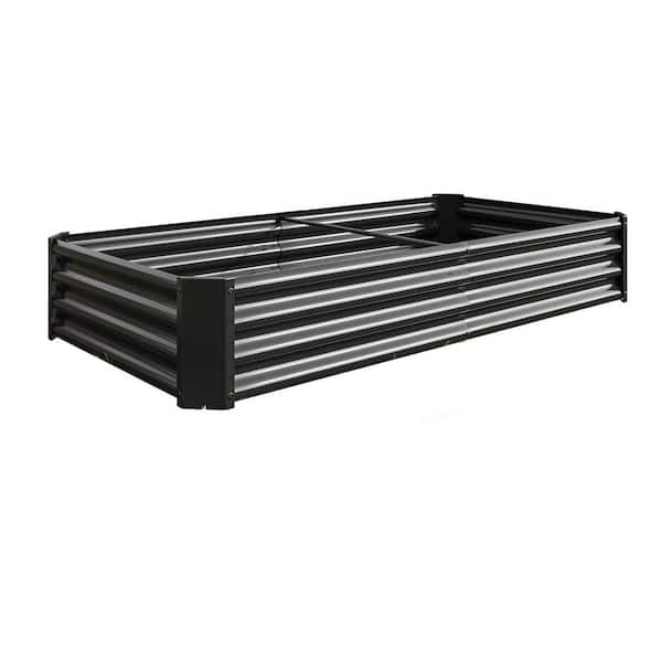 GAWEZA 6 x 3 x 1 ft. Black Galvanized Steel Rectangular Outdoor Raised Beds Garden Planter Box for Vegetables, Flowers, Herbs